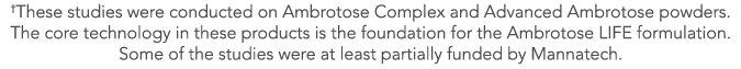 †These studies were conducted on Ambrotose Complex and Advanced Ambrotose powders. The core technology in these produ...