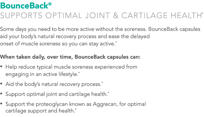 BounceBack  Supports optimal joint & cartilage health* Some days you need to be more active without the soreness  Bou   