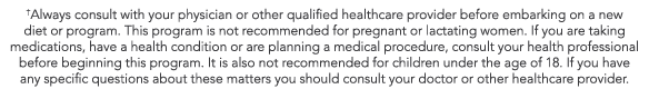  Always consult with your physician or other qualified healthcare provider before embarking on a new diet or program    