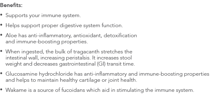 Benefits: • Supports your immune system. • Helps support proper digestive system function. • Aloe has anti-inflammat...