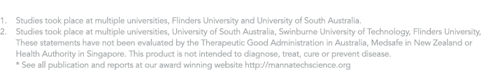 1   Studies took place at multiple universities, Flinders University and University of South Australia  2   Studies t   