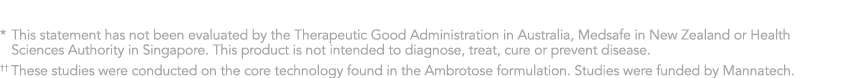*  This statement has not been evaluated by the Therapeutic Good Administration in Australia, Medsafe in New Zealand    