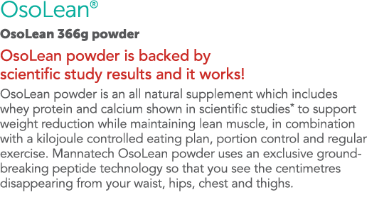 OsoLean  OsoLean 366g powder OsoLean powder is backed by scientific study results and it works  OsoLean powder is an    