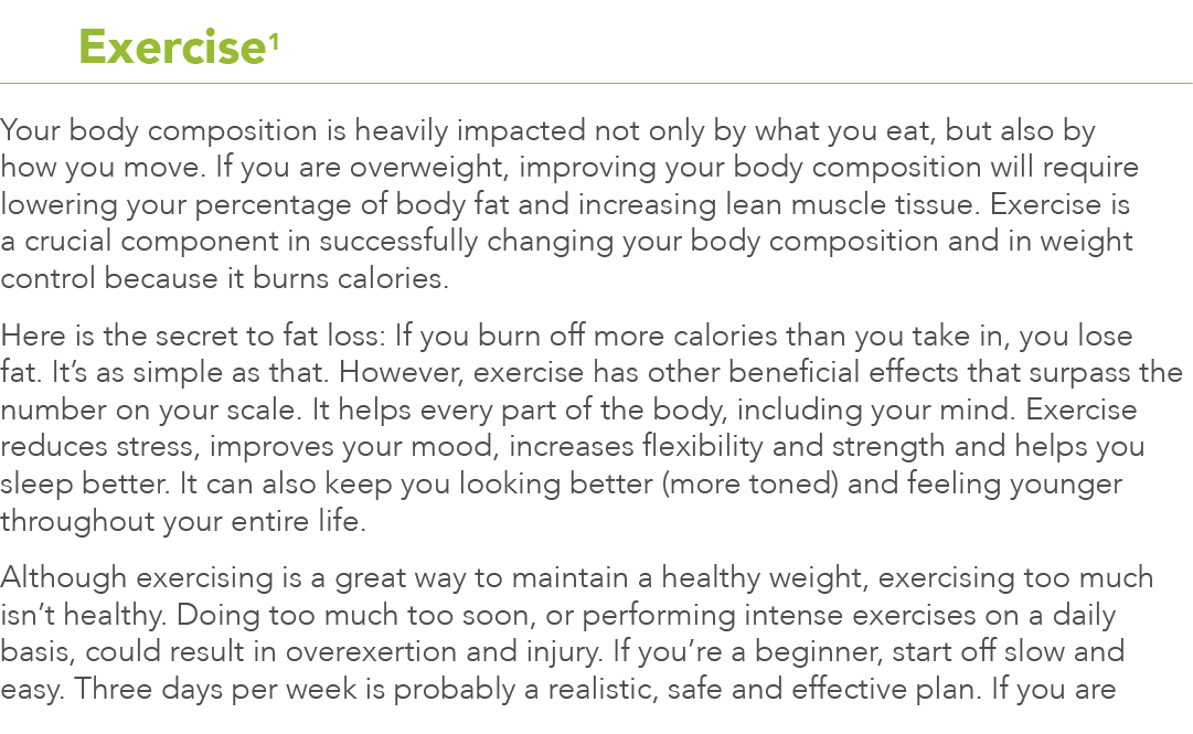  5 Exercise1 Your body composition is heavily impacted not only by what you eat  but also by how you move  If you are   