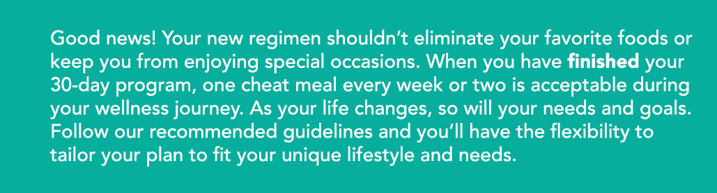 Good news  Your new regimen shouldn t eliminate your favorite foods or keep you from enjoying special occasions  When   